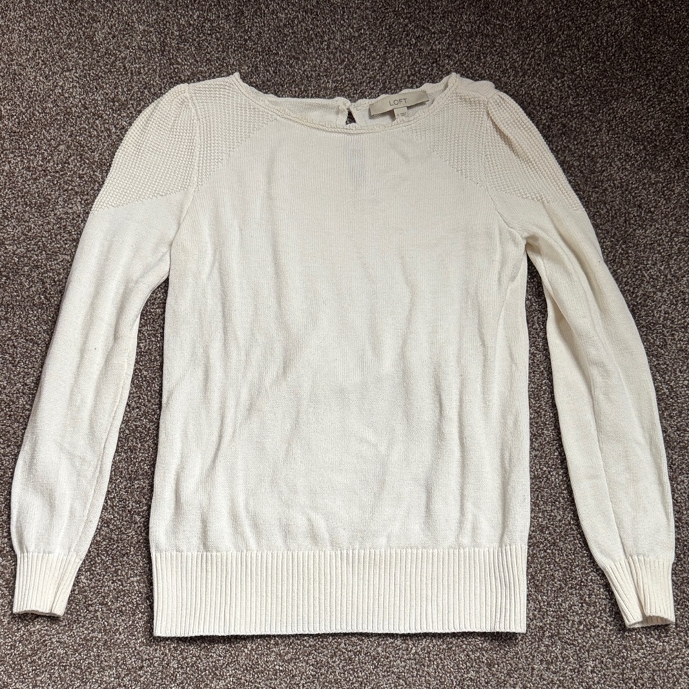 LOFT Women's Cream Crew Neck Sweater